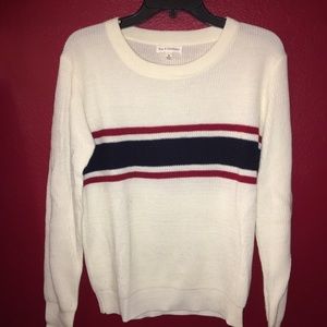 White sweat with red and blue stripe
